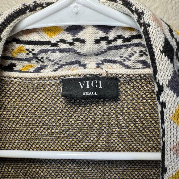 Vici Aztec Tribal Print Knit Long Sleeve Open Front Cardigan 100% Cotton Size SM - Picture 7 of 10